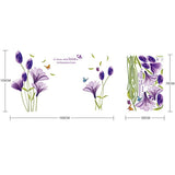 Cute 3D Purple Flowers Wall Sticker Art Mural Decal for Living Room Kitchen Desk Background size 70x50 xls7113