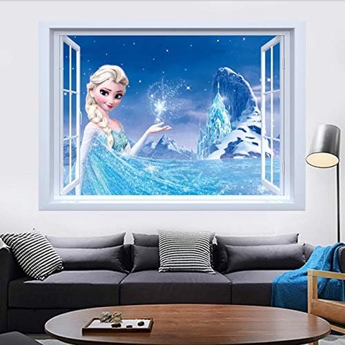 Frozen Elsa 3D Window View Decal Wall Sticker size 50x70 ncs14126