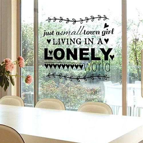 Olive Branch Wall Quotes English Saying"Just a small town girl living in a LONELY world" Heart Inspirational English sticker Lettering Vinyl Stickers for Bedroom