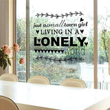 Olive Branch Wall Quotes English Saying"Just a small town girl living in a LONELY world" Heart Inspirational English sticker Lettering Vinyl Stickers for Bedroom