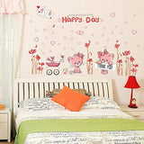 Eva Luvgreen Wallsticker Cat/ Cat Happy Day Pink Size L Wall Sticker/ Wall Sticker/ Wallpaper Sticker/ Wall Paper Sticker/ Wall Sticker/ Wall Sticker/ Bedroom Wall Sticker/ Living Room Wall Sticker size 50x70 xls7097