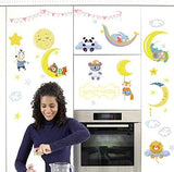 Sk7161 Cartoon diy wall sticker for kids rooms Sleeping Dreaming animals moon stars clouds decor bedroom window wardrobe door stickers-XSQ