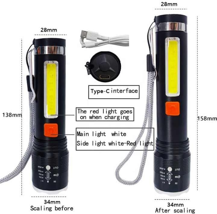 P50 super light rechargeable flashlight - Super bright Led Light - zoomable Rechargeable torch 3 mode