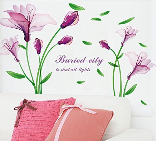 Shiny Purple Flower Wall Sticker | Buy This Elegant Floral Room Decor | YASH845  saize 60x90 dlx6012