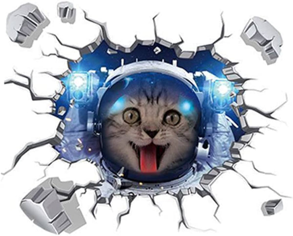 Cracked Wall Stickers Cracked Wall Decal cat Wall Stickers cracke cat Wall Decor Space 3D Decorate 3D Wallpaper