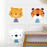 Nursery Wall Décor,Cartoon Animal Tiger Cat Dog Combination Wall Sticker Bedroom Living Room Cabinet Self-Adhesion Decorative Stickers,Wall Stickers for Kids,Kids' Baby Wall Stickers size 50x70 ay70733