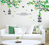 Wall Sticker A Birdcage Hanging from A Tree DIY Green Plant Decals Bird Cage Murals Wall Home Decoration