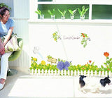 Sweet Garden Green Grass Flowers Wall Decal Home Sticker Paper Removable Living Dinning Room Bedroom Kitchen Art Picture Murals DIY Stick Girls Boys kids Nursery Baby Playroom Decoration size 50x70 ay7222