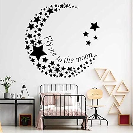 Gadgets Wrap Vinyl Moon and Stars Wall Pattern Moon DIY Star Wall Sticker size 50x70 xy6031