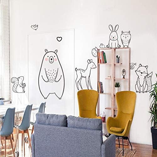 JINN-Wall Stickers - Nordic Cartoon Animal Wall Sticker Shy Bear Fox Baby Children Room Creative Nursery Decals Adhesive Home Decor Wallpaper Supply (as the picture) size 30x90 nc1034