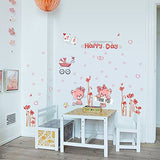 Eva Luvgreen Wallsticker Cat/ Cat Happy Day Pink Size L Wall Sticker/ Wall Sticker/ Wallpaper Sticker/ Wall Paper Sticker/ Wall Sticker/ Wall Sticker/ Bedroom Wall Sticker/ Living Room Wall Sticker size 50x70 xls7097
