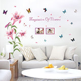 Sk9070b Pink Lily Picture Frame Wall Sticker