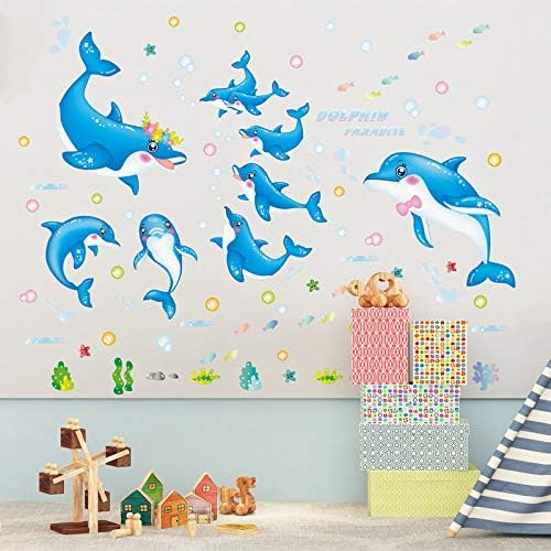 AY9168 BLUE DOLPHIN wallsticker wall stiker hiasan dinding