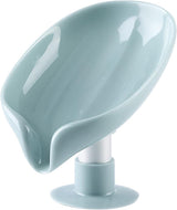 Leaf Shape Hydraulic Soap Dish with Drainage, Suction Cup Soap Holder Stand for Bathroom & Kitchen