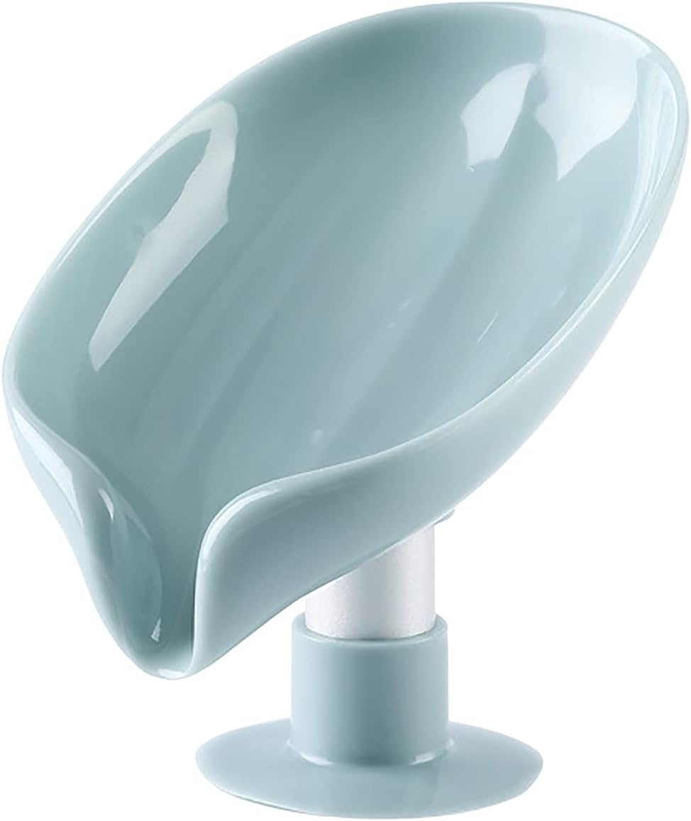 Leaf Shape Hydraulic Soap Dish with Drainage, Suction Cup Soap Holder Stand for Bathroom & Kitchen