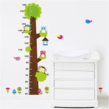 Simoshaw Height Measurement Growth Chart Tree Cute Monkey and Owls Wall Vinly Decal Decor Sticker size 50x70cm ncs006