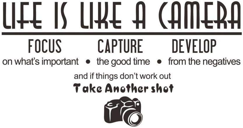 Wall Sticker, Art Life is Like a Camera Wall Stickers Decals, Vinyl Decal Photography Quote Motivational Removable Wall Decor for Bedroom Living Room, size  30x50 dzr20002