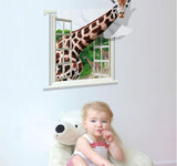 Wall Sticker 3D Animal Removable Wall Decals, Giraffe Creative Window Decal for Kids Room Living Room Decor size 60x90  xh0786c