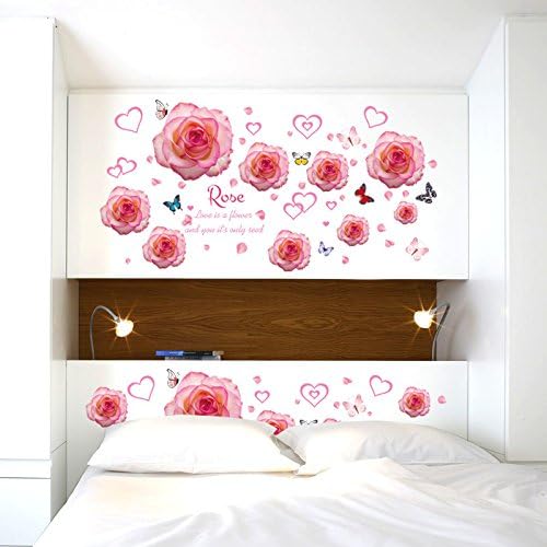 Pink Heart Rose Wall Stick Bedroom Sitting Room Ambry Self - Dip Stick Painting Background Decoration size 50x70 sk7175