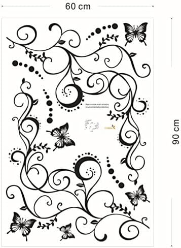 Wall Stickers US Stock Flower Vine Home Decor Lobby Living Room Lounge Bedroom Decal Corridor Stair size  32x58 nc1038