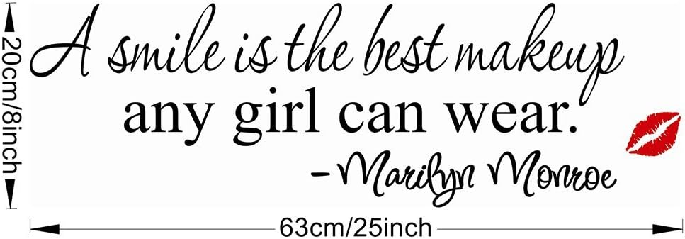 https://brunei.desertcart.com/products/51512188-zooarts-smile-best-make-up-beauty-girls-quote-wall-decal size 25x60 dz002
