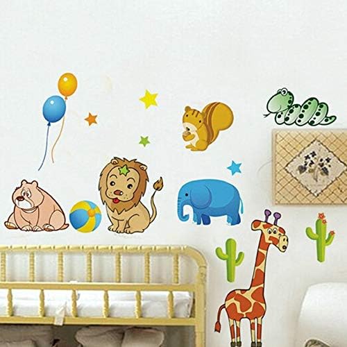 Lovely Animals Zoo Lion Giraffe Wall Art Stickers Decal For Kids Room Decoration size 50x70 ncs0039