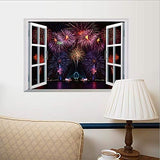 Creative 3D Aesthetic Romantic Fireworks Fake Window Living Room Bedroom Background Decoration can Remove Wall Stickers size 50x70 sk7019c