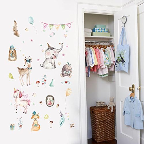 Sk7156 Watercolor unicorn children room porch bedroom cupboard kindergarten school children's fun decoration can remove PVC wall paste wall sticker home decoration