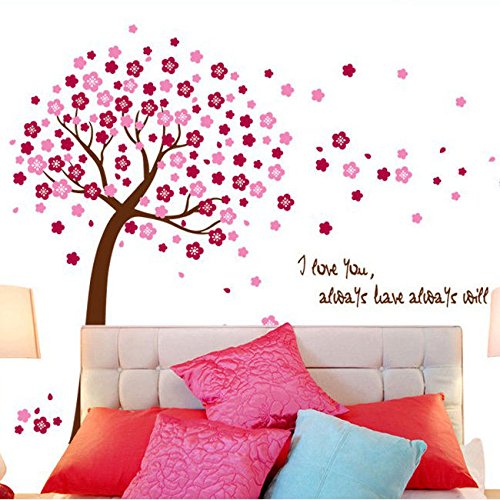 Red And Blue Background Products Korean Pink Cherry Tree Bedroom Wall Stickers