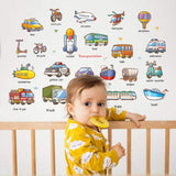Amaonm Removable Kids Room Wall Stickers Murals Transportation and Name Wall Decals DIY Bus Train Rocket Truck Wall Decor for Baby Children Bedroom Boy and Girl Nursery Room Classroom Living Room size 60x90  hm92024