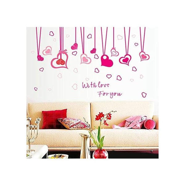 Red Love Hollow Heart Skirting Lines Wall StickerAy7202
