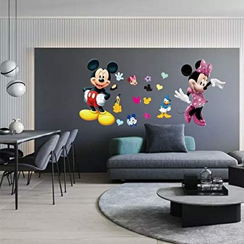 Mickey & Minnie Mouse Wall Stickers - Red & Black Cartoon Art - Waterproof Vinyl - For Kids & Baby Rooms 50x70 ncs1437