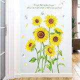 Sunflower Wall Stickers Butterfly Decals Removable Yellow Flower Butterflies Wallpaper Decor DIY Art Mural for Kids Room Bedroom Nursery Home Decoration size 50x70 ht94002