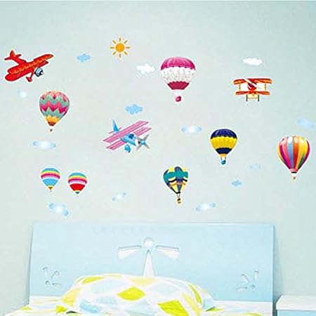 Hot air balloon, Airplanes Removable Wall Sticker size 45x60 ay622