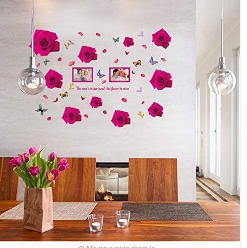 Sk9216 Romantic Pink Rose Wall Sticker