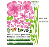 Wall Stickers - Flowers, Plants, English Letters - Stylish Wall Stickers - Alphabet Wall Decals - Perfect for Toilets, Entrances, Bedrooms, Windows, Mirrors - Cute Pink - Flowerbeds, Flower Gardens size 45x60 ay650a