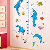 Kids room dolphin height measure wall stickers removable cartoon nursery wall decals waterproof bathroom wall decals size 50x70 Xl8368