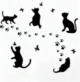 5 Pcs Black Cat Stickers Paw Patrol Party Wall Decal Butterfly Wall Decor, Removable Art Vinyl Door Decal Wallpaper for Family Bedroom Living Room Home Decorations size  30x60cm Nc1041