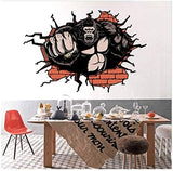 Gorilla Break Up The Wall 3D Wall Sticker Home Decor Kids Bedrooms Animal Funny Wall Decal