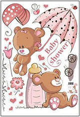 Creative Cartoon Cute Bear Wall Stickers Baby Girl Bedroom Room Jm8355