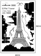 Paris Backdrop Paris Wall Art Eiffel Tower Photo Banner Background European City Landscape Black Tower Kite Building Wall Hanging Decor For Living Room Bedroom Decoration,27.55X72.8Inch