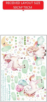 Decorazione Principessa Sognante Unicorno Camera Dei Bambini Ragazza Camera da Letto Adesivi Murali Caldi Sul Comodino size 50x70 sk7163
