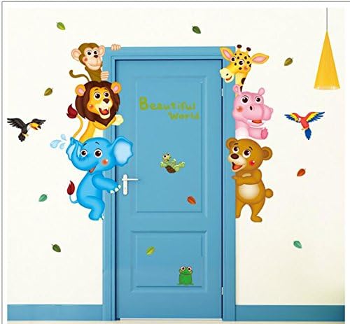 Xl8207 Hallobo® Wall Tattoo Baby Family Family Children's Zoo Monkey Elephant Giraffe Bear Parrot Hippo Wall Stickers