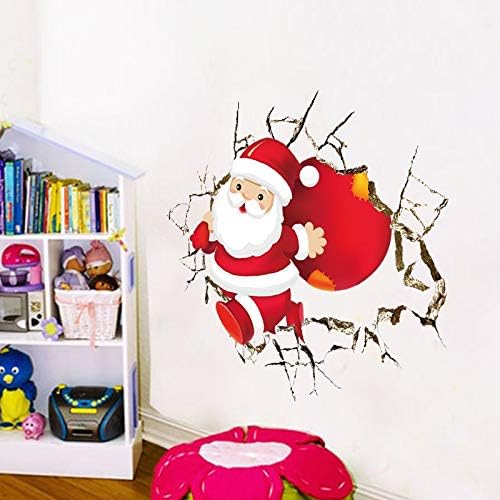 NC1370       Wall Stickers for Room Decor Cartoon Breaking Santa Claus Mural Art Home Decals Posters Kids Bedroom Xmas Decorations