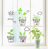 Cartoon Green Plants Wall Sticker DIY Removable Potted Murals Decoration Sunny Day Pastoral Floral Wall Decals Window Sticker Letter Bonsai Sticker size 30x45cm xh5411c kids Sticker
