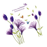 Cute 3D Purple Flowers Wall Sticker Art Mural Decal for Living Room Kitchen Desk Background size 70x50 xls7113
