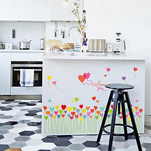 DNVEN 37 inches x 11 inches Love You Hearts Balloon Baseboard Stripe Window Glass Wall Decals Stickers Murals Removable Bedroom Nursery Kindergarten Children's Hospital size 50x70 sk7098