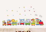 Wall Sticker Art Decor Self Adhesive Waterproof Wallpaper Cartoon Animal Train Wall Stickers Children's Room Kindergarten Classroom Background size 50x70 tc990