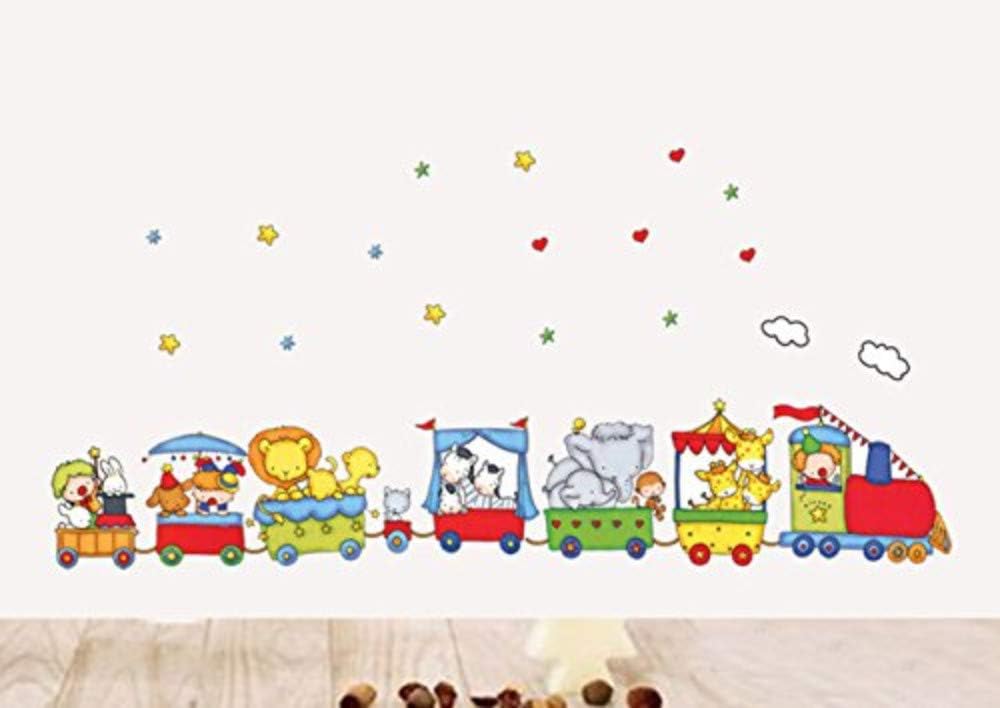Wall Sticker Art Decor Self Adhesive Waterproof Wallpaper Cartoon Animal Train Wall Stickers Children's Room Kindergarten Classroom Background size 50x70 tc990