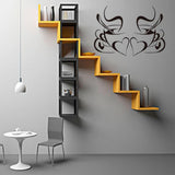 WINOMO 2 Pieces Coffee Cup Wall Stickers Removable DIY Vinyl Heart Wall Sticker for Kitchen Living Room Cafes Restaurant Wall Decoration Black size 20x45 nc125